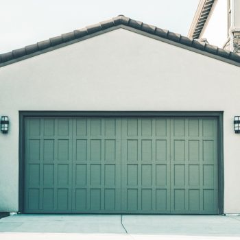 green garage door